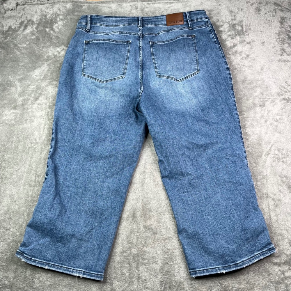 Judy Blue Wide Leg Jeans Womens 22W Blue Braided Side Stretch Cropped Denim - Picture 2 of 14